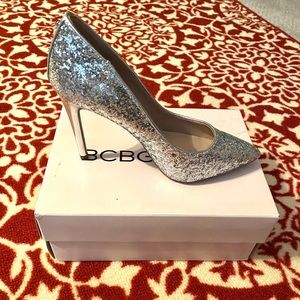 BCBGeneration Silver Glitter Pumps